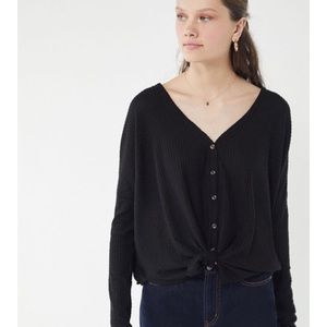 Oversized Thermal Button-Front Top